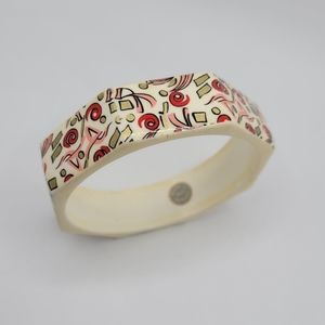 Vintage octagon Lucite Painted Bangle